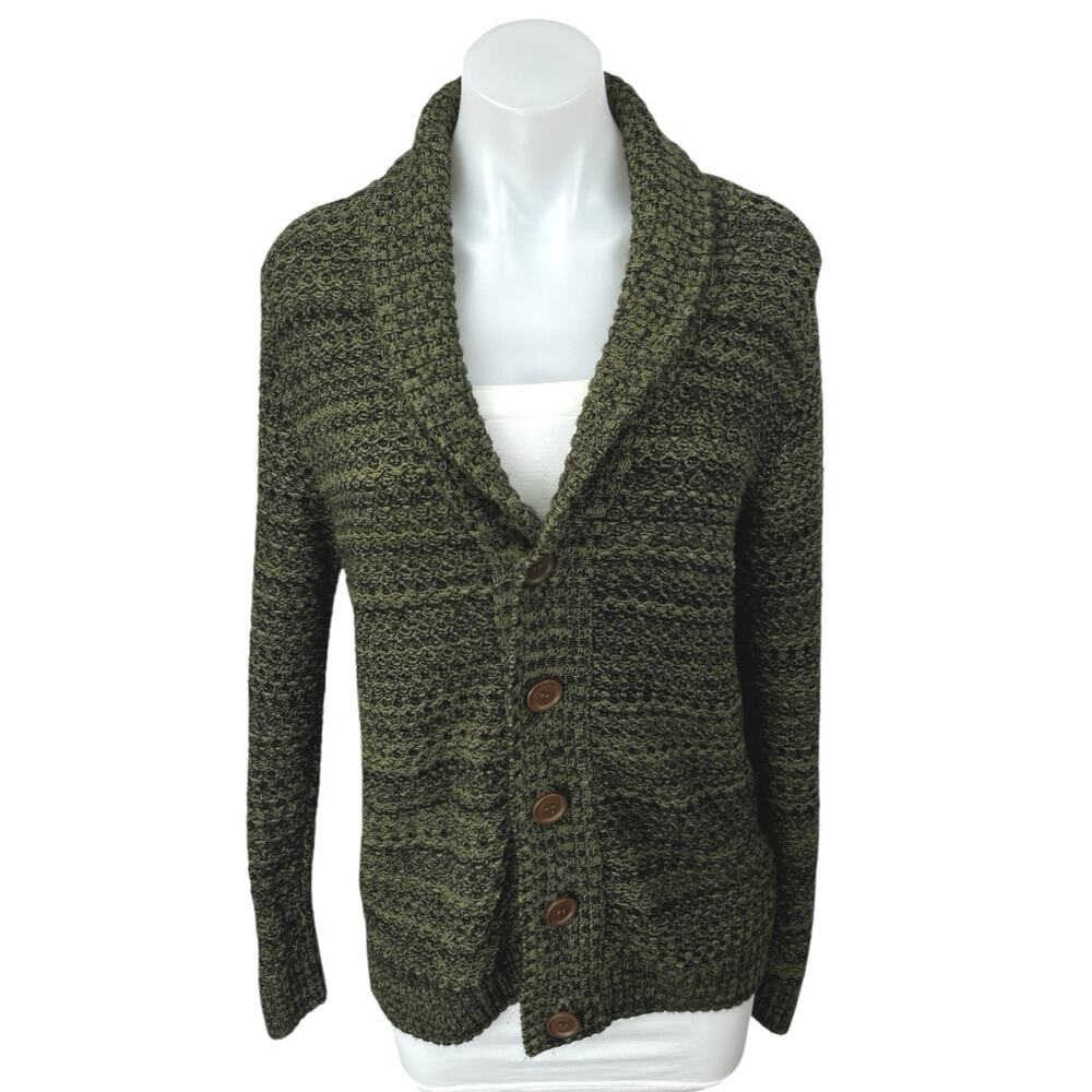 ASOS DESIGN Men's Green Khaki Knit Long Sleeve Button Up Cardigan Sweater Top S
